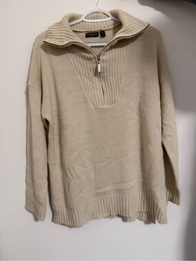 Brave Soul Cream Half-Zip Knit Sweater